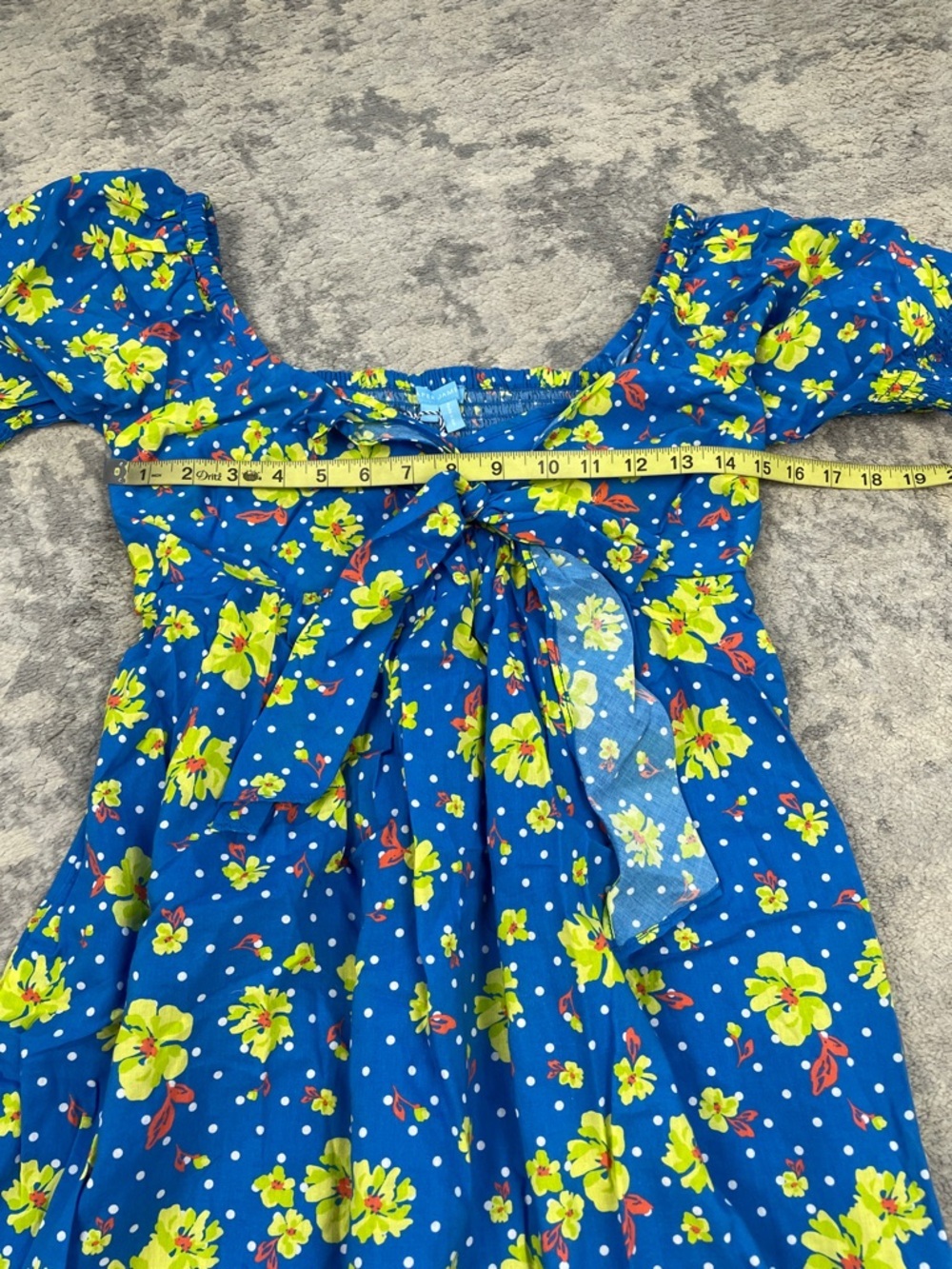 NWT Draper James Jennifer Tie Front Short Sleeve Dress Blue Aster Floral Sz S - Picture 9 of 14